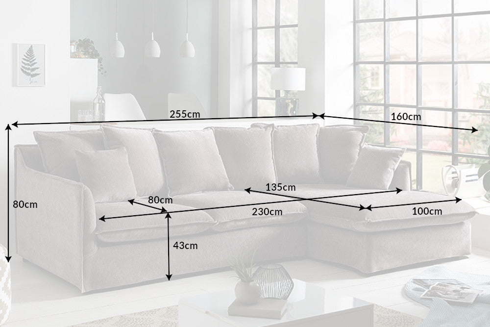 Eck-Sofa Clouds 255cm Samt taupe
