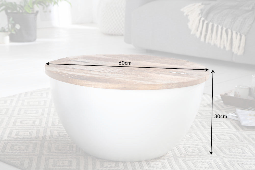Couchtisch Industry Storage 60cm weiss Mango