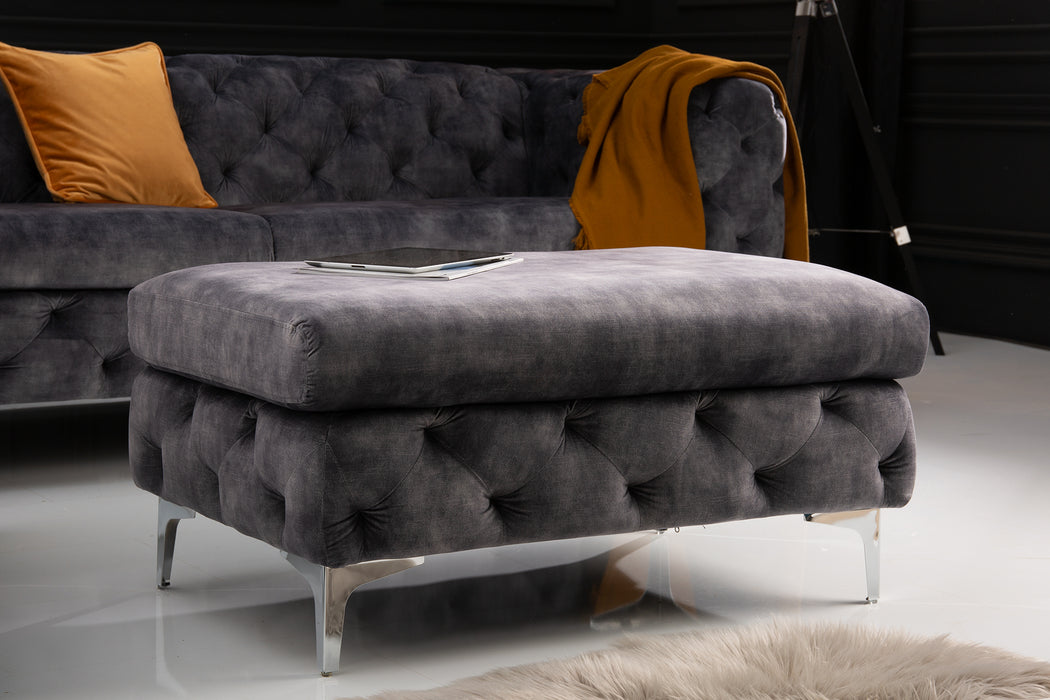 Hocker Barock dunkelgrau Samt