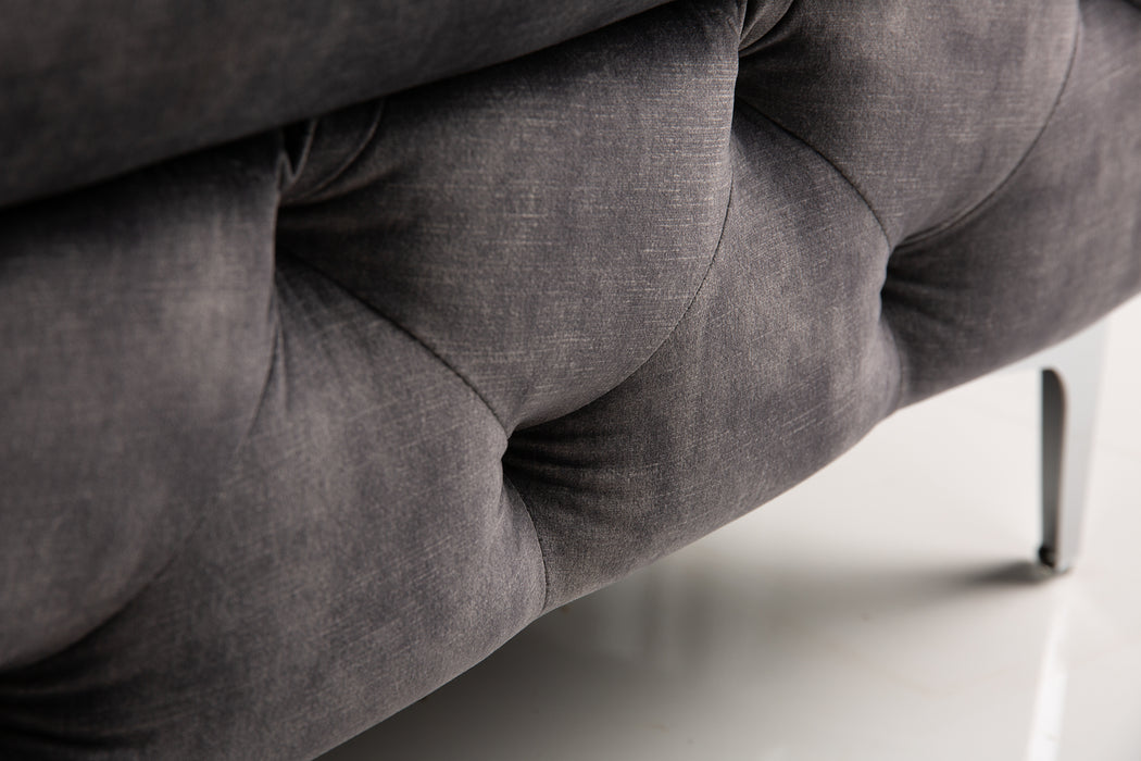 Hocker Barock dunkelgrau Samt