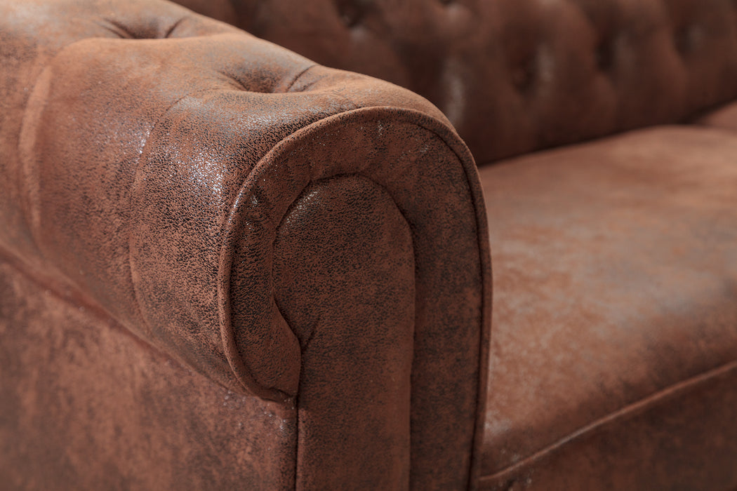 Ecksofa Chesterfield antik braun OT links