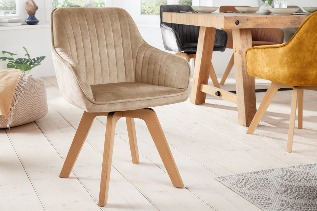 Stuhl Pisa champagner Samt drehbar