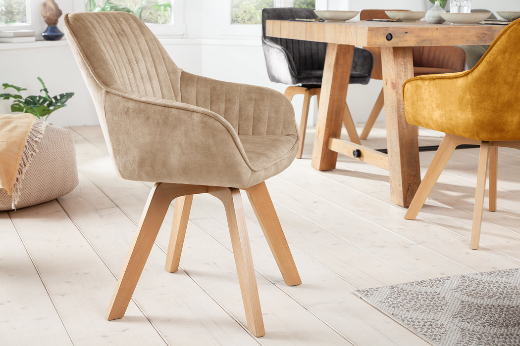 Stuhl Pisa champagner Samt drehbar