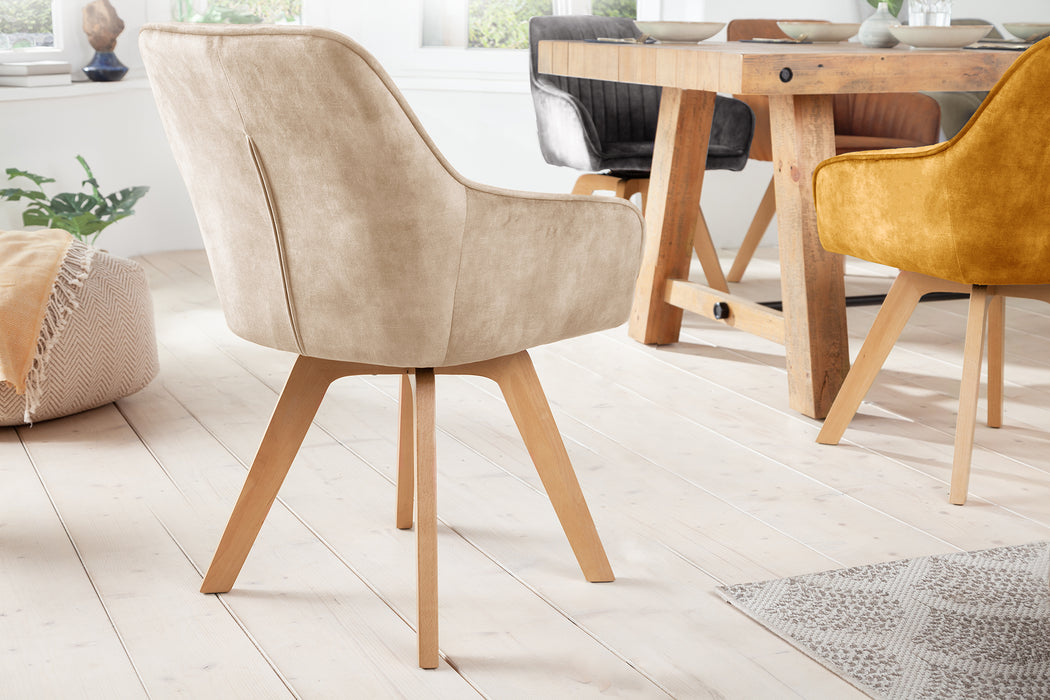 Stuhl Pisa champagner Samt drehbar