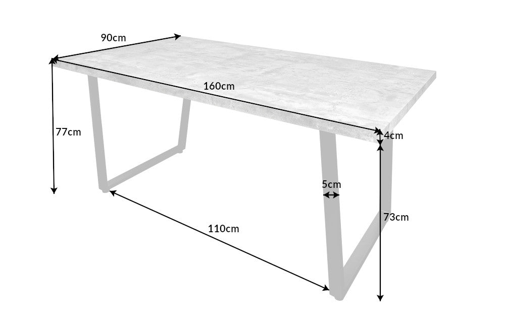 Esstisch Penthouse 160cm Beton-Optik