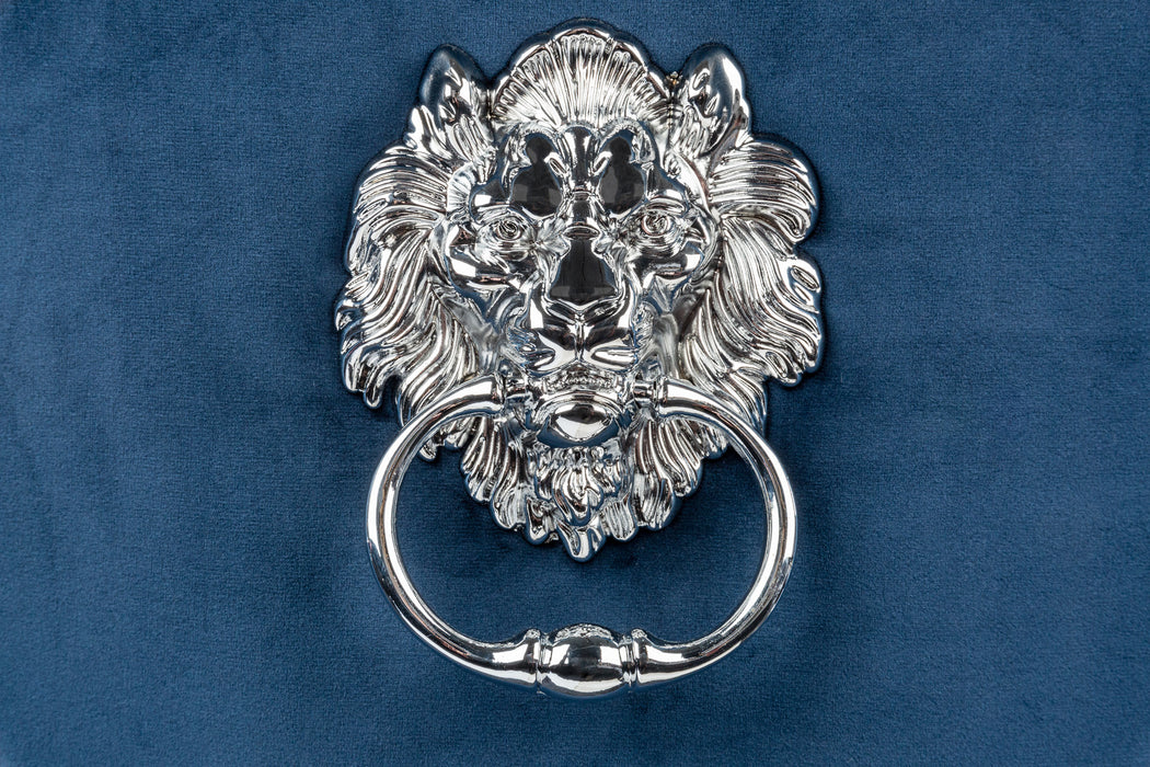 Stuhl Barock royalblau Samt mit Löwenkopf