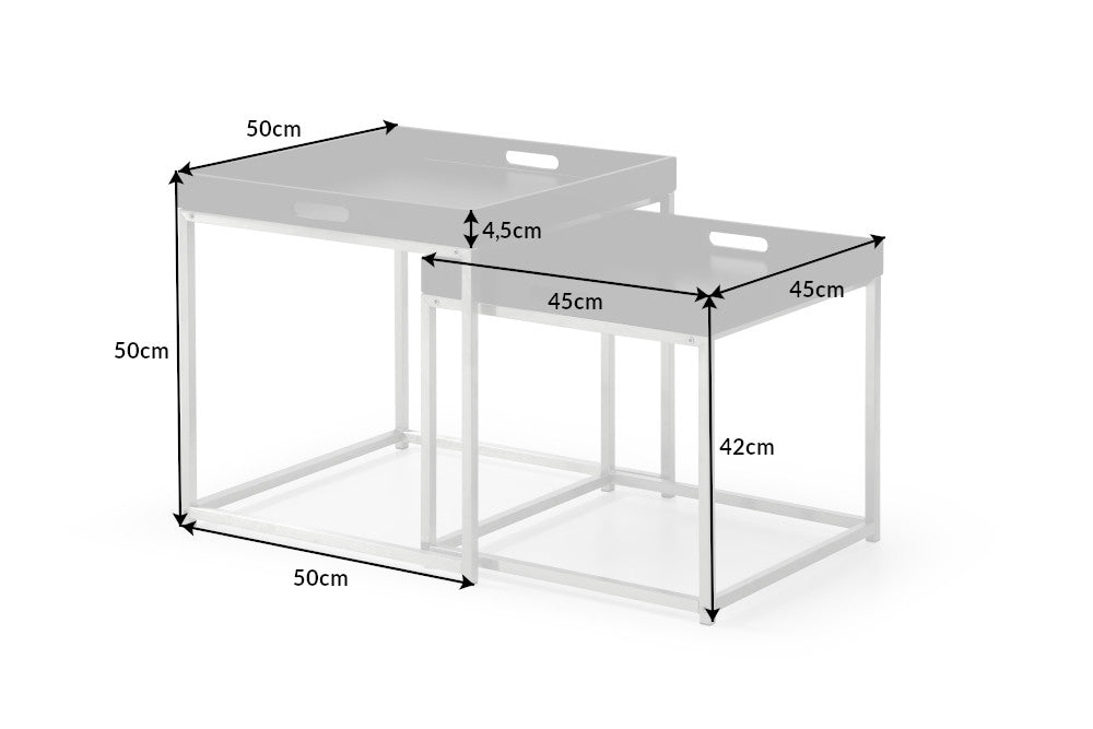 Beistelltisch Jura 2er Set schwarz Tablett