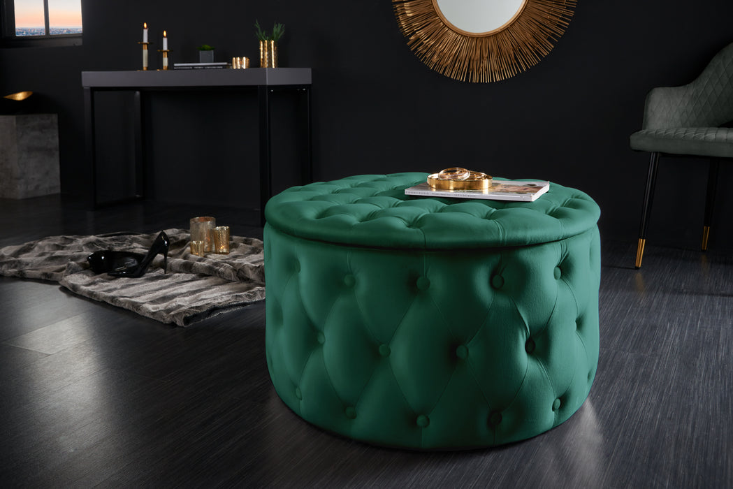 Hocker Barock Storage 75cm Samt smaragdgrün
