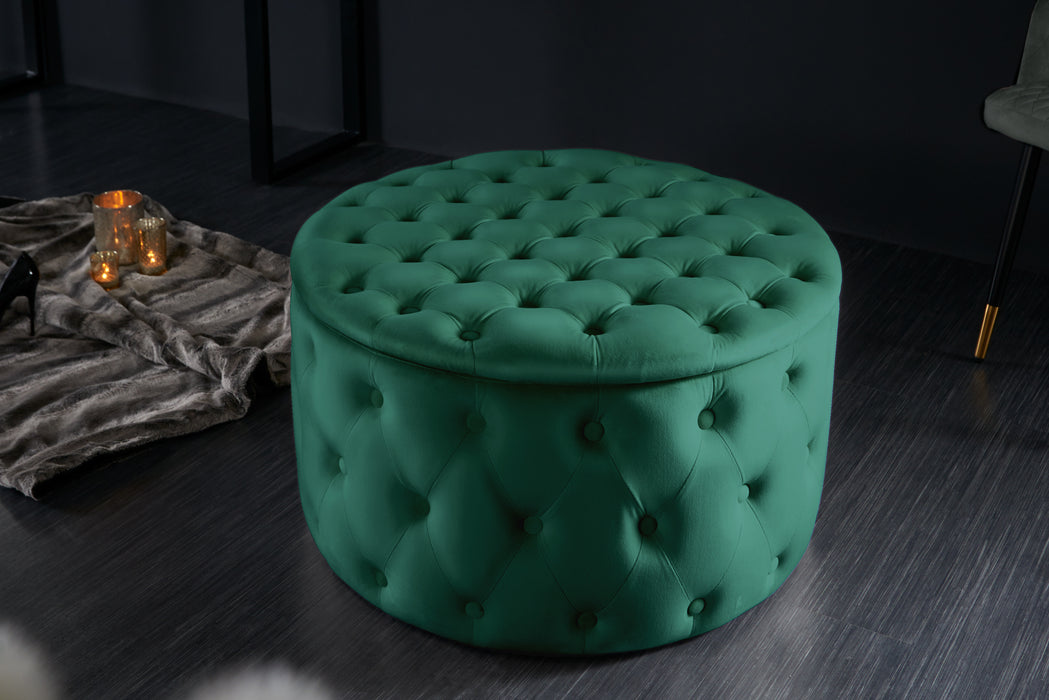 Hocker Barock Storage 75cm Samt smaragdgrün