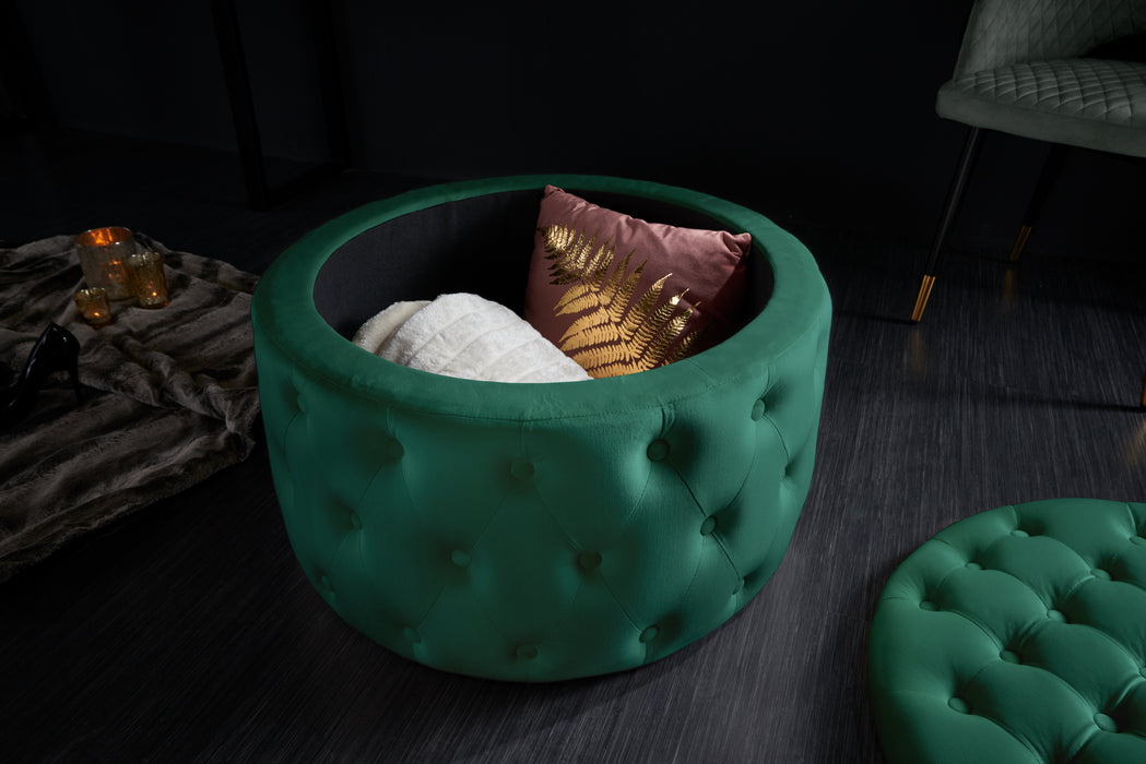 Hocker Barock Storage 75cm Samt smaragdgrün