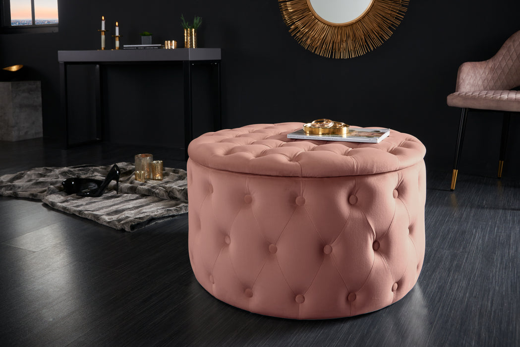 Hocker Barock Storage 75cm Samt altrosa
