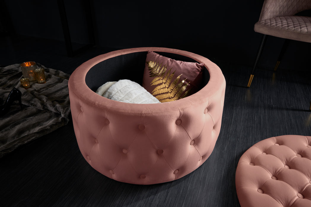 Hocker Barock Storage 75cm Samt altrosa