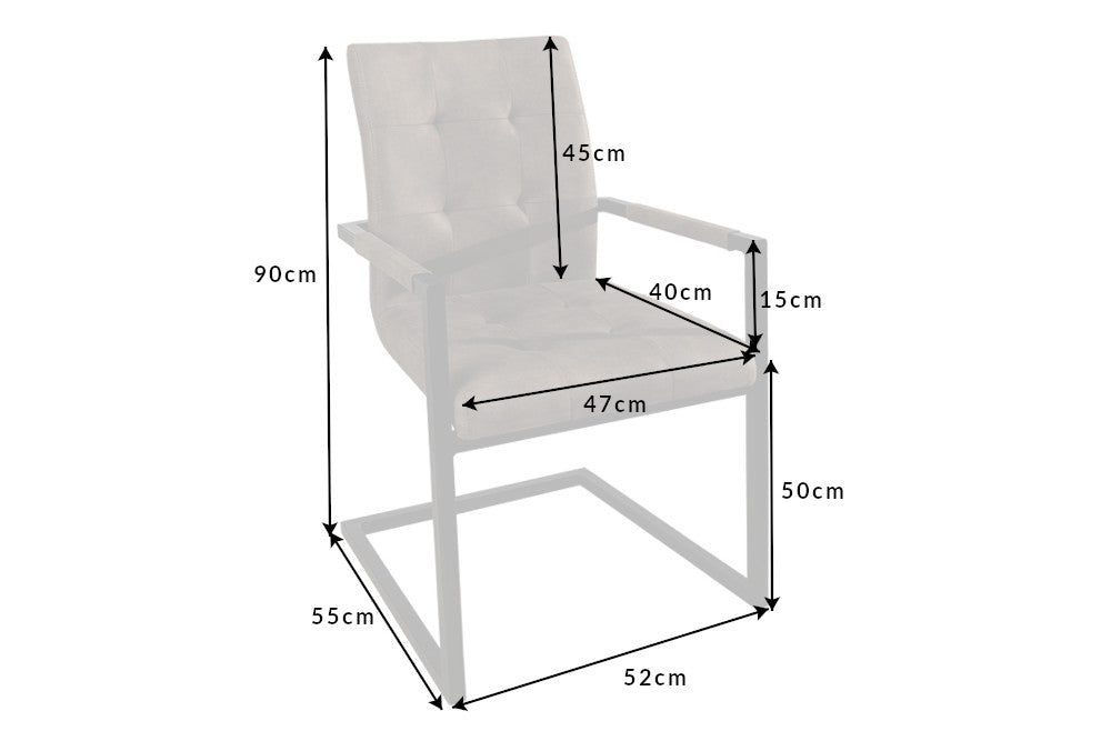 Freischwinger Cambridge antik taupe mit Armlehne
