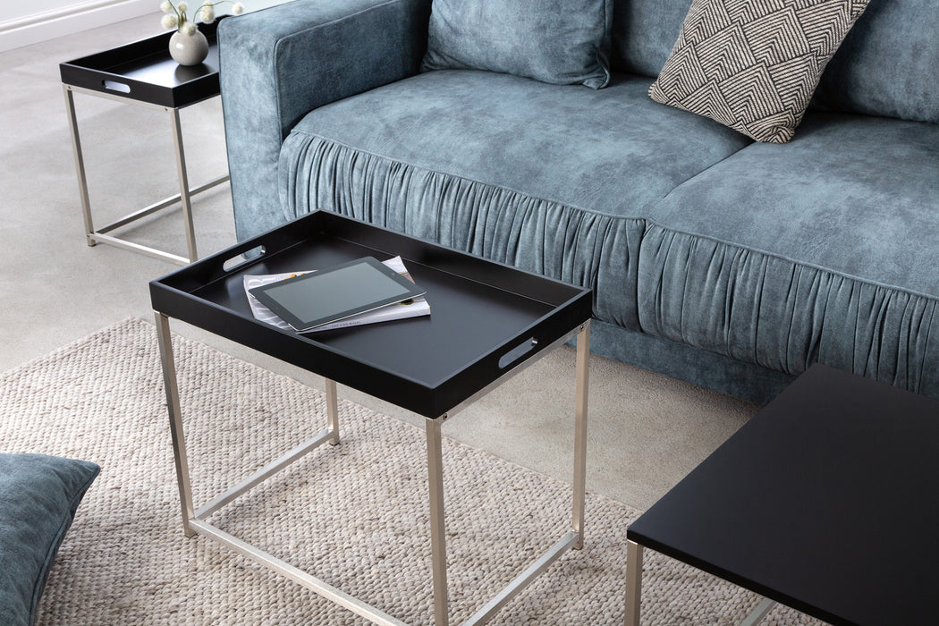 Couchtisch Jura 3er Set schwarz Tablett