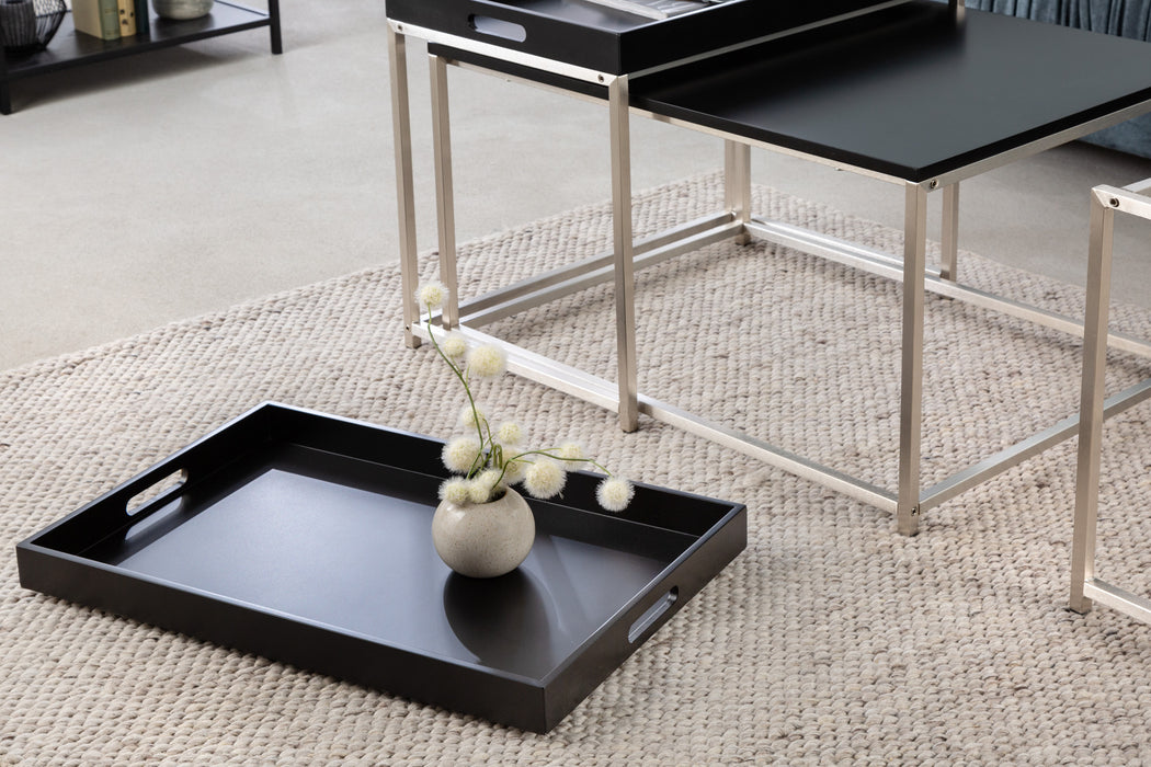 Couchtisch Jura 3er Set schwarz Tablett