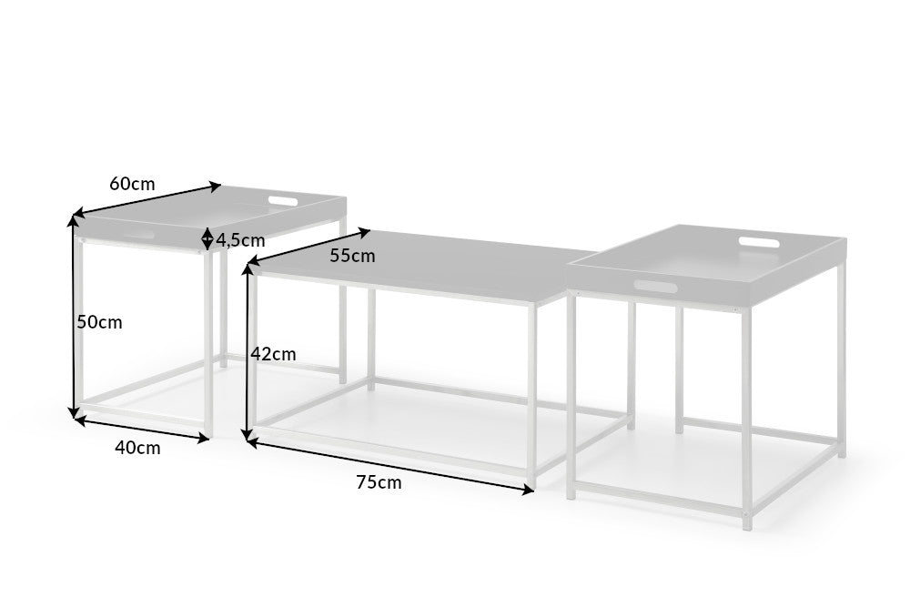 Couchtisch Jura 3er Set schwarz Tablett