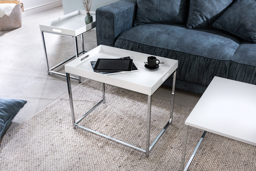 Couchtisch Jura 3er Set weiss Tablett