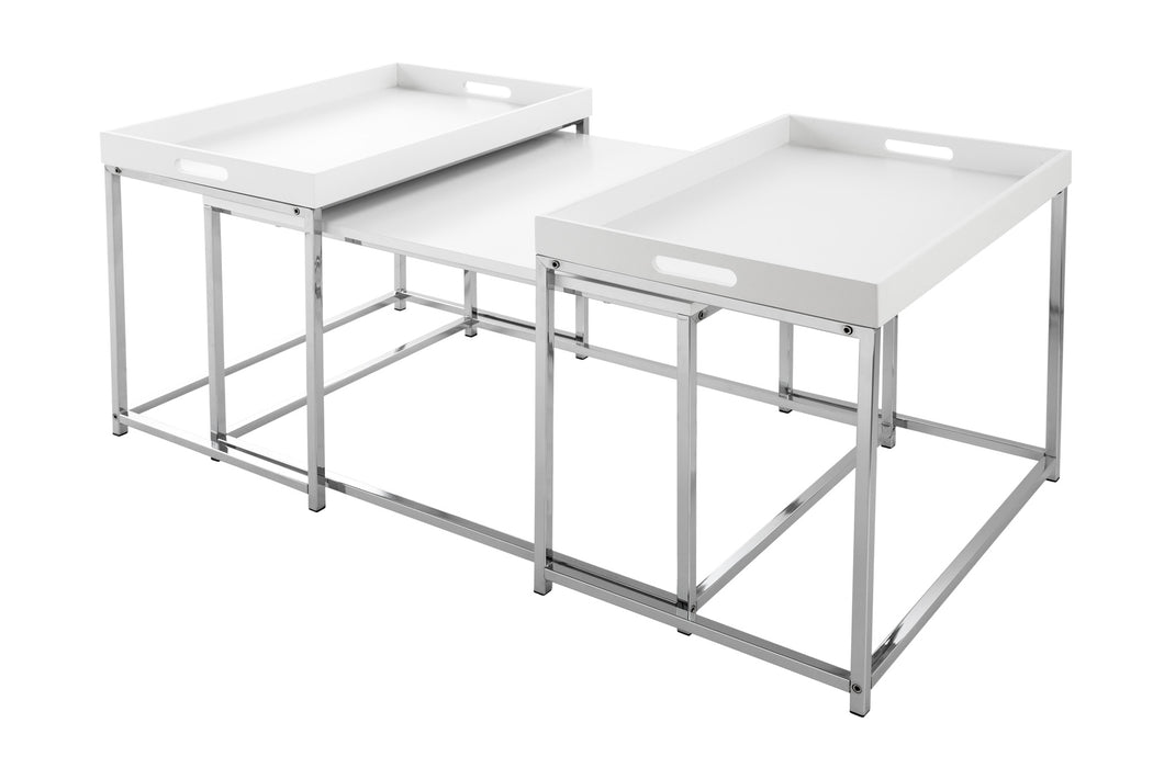 Couchtisch Jura 3er Set weiss Tablett
