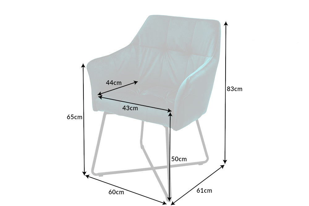 Stuhl Penthouse Samt türkis mit Armlehne