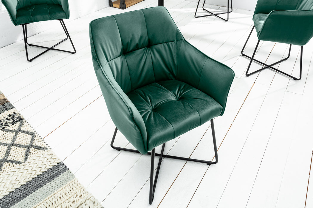 Stuhl Penthouse Samt grün mit Armlehne
