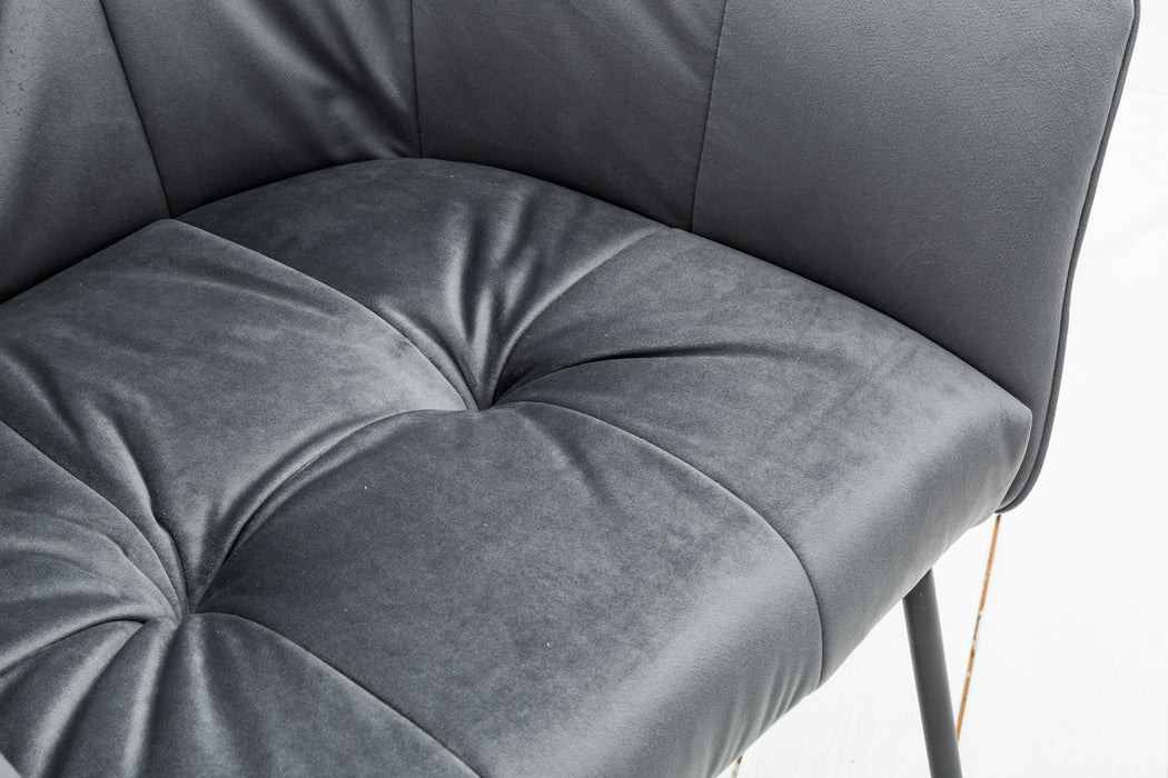 Stuhl Penthouse Samt silbergrau mit Armlehne
