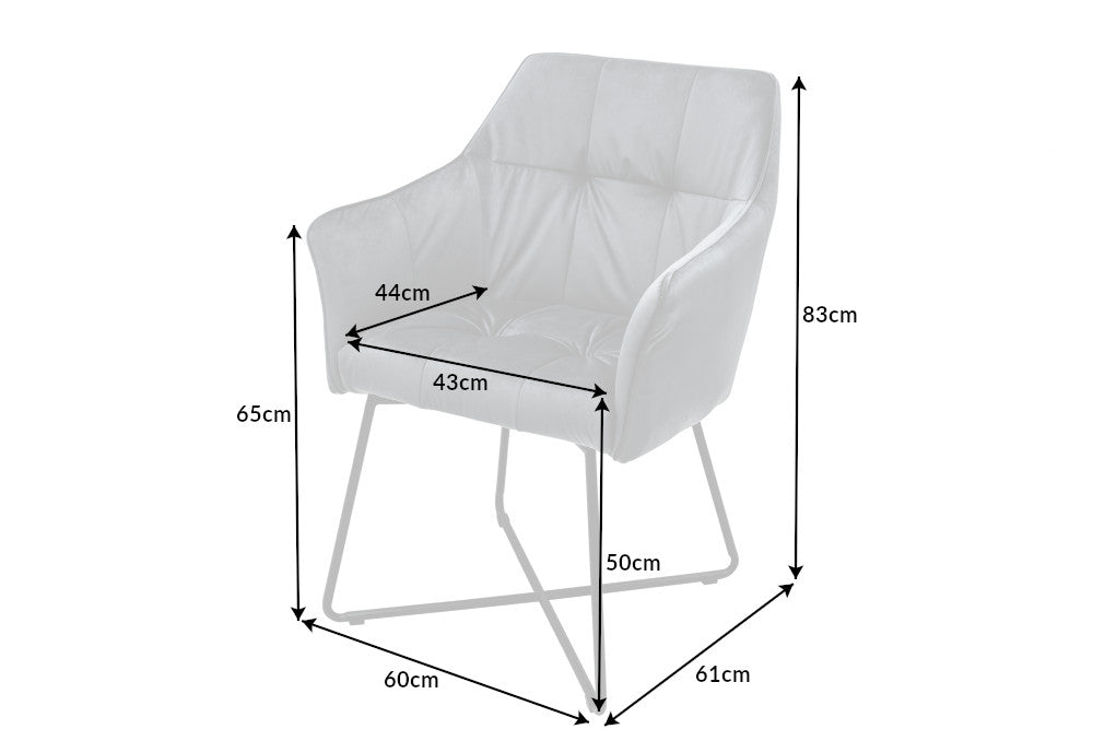 Stuhl Penthouse Samt silbergrau mit Armlehne