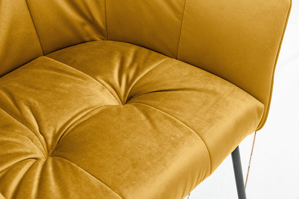 Stuhl Penthouse Samt senfgelb mit Armlehne