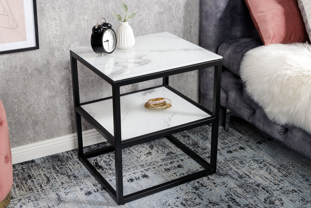 Beistelltisch Eleganz 45cm weiß Marmor Optik
