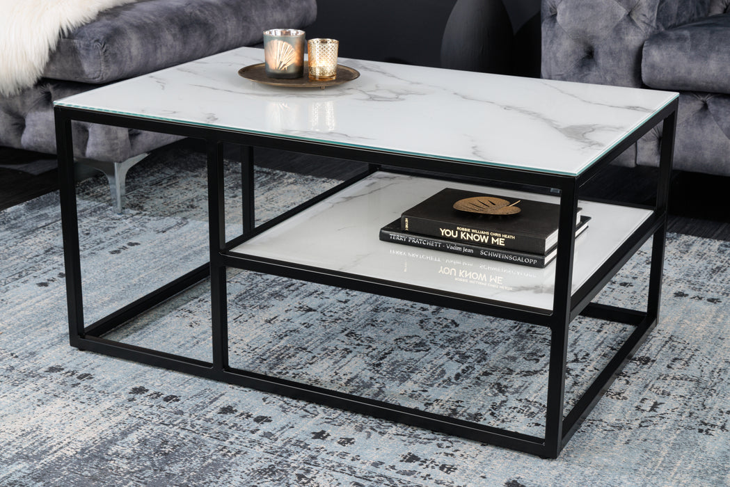 Couchtisch Eleganz 90cm weiß Marmor Optik