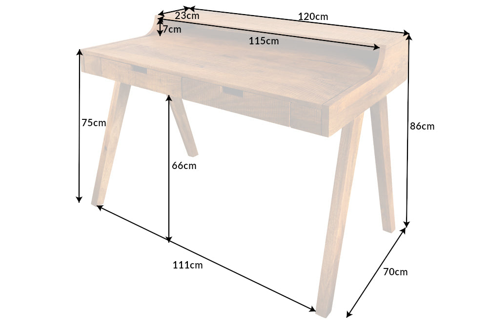 Schreibtisch Monsoon saw mark 120cm Mango natur