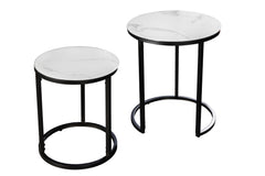 Beistelltisch Eleganz 2er Set 50cm weiss Marmor