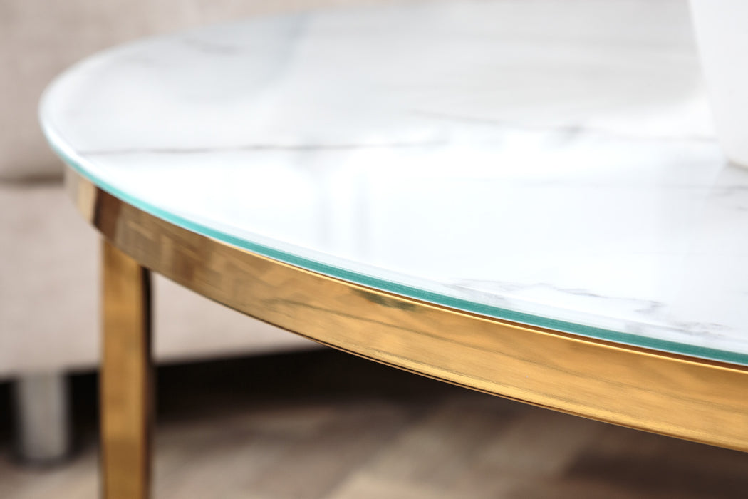 Couchtisch Eleganz 80cm weiß Marmor Optik