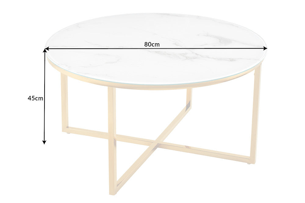 Couchtisch Eleganz 80cm weiß Marmor Optik