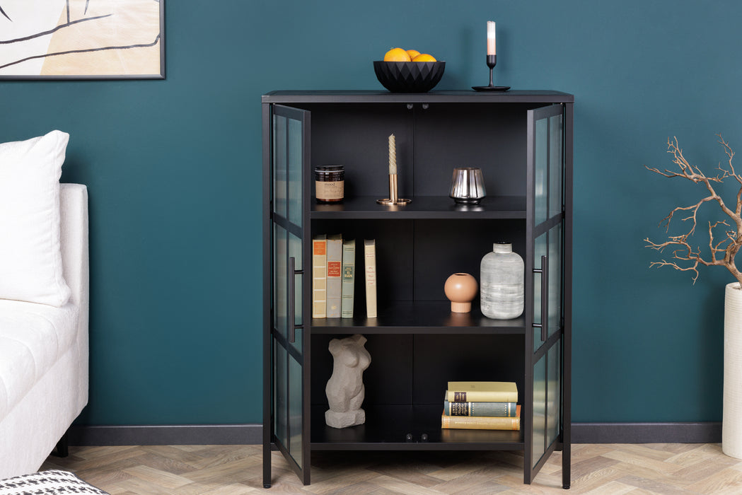 Vitrine Titanium Pro 102cm schwarz Riffelglas