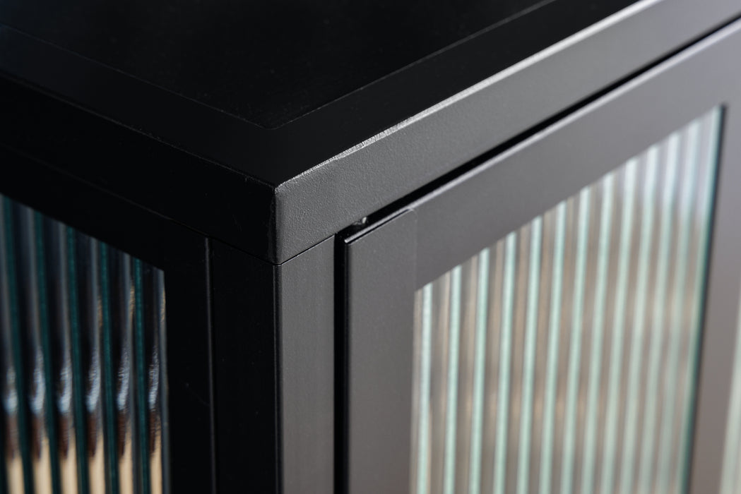 Vitrine Titanium Pro 102cm schwarz Riffelglas