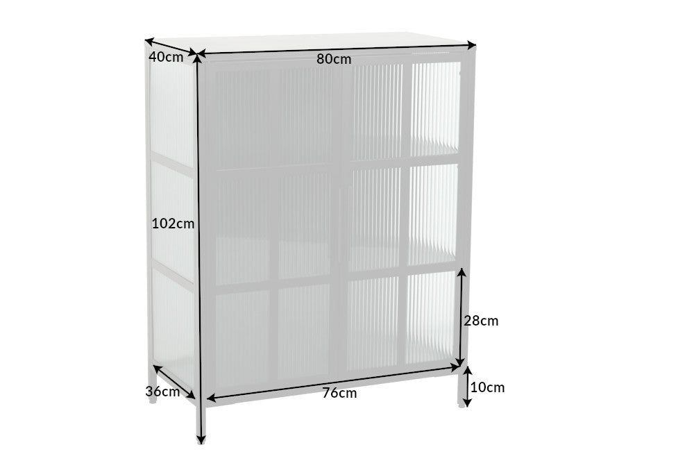 Vitrine Titanium Pro 102cm schwarz Riffelglas