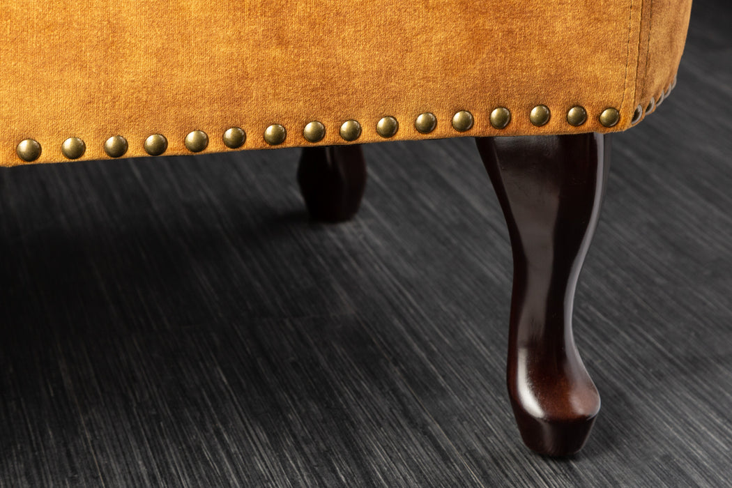 Recamiere Chesterfield 170cm Samt senfgelb