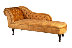 Recamiere Chesterfield 170cm Samt senfgelb