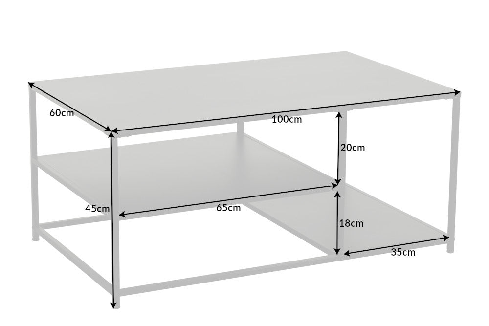 Couchtisch Titanium Pro 100cm 2 Regale schwarz