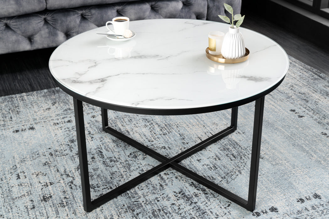 Couchtisch Eleganz 80cm weiß Marmor Optik