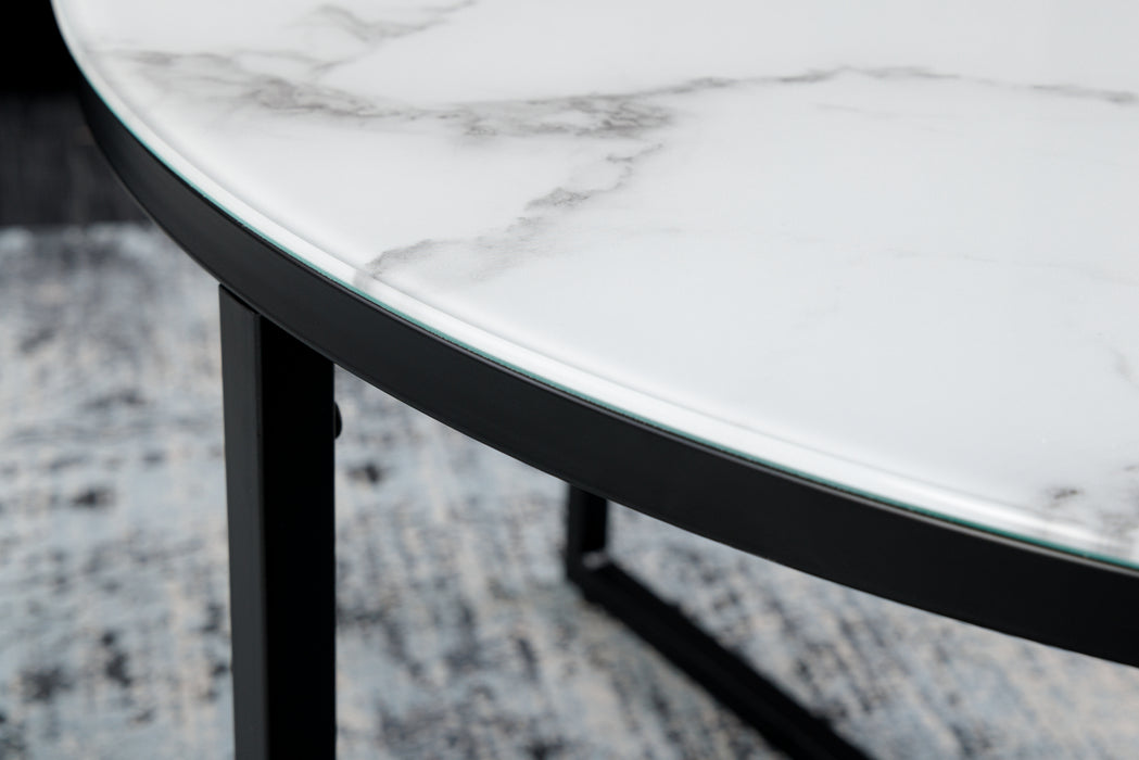 Couchtisch Eleganz 80cm weiß Marmor Optik