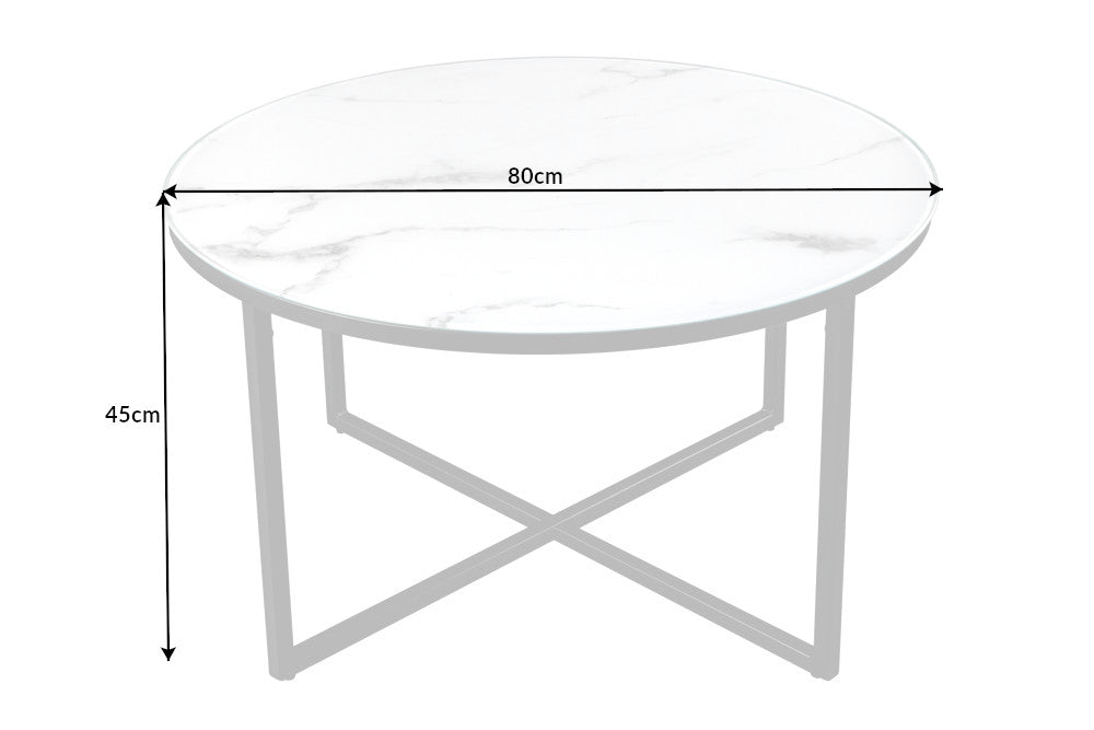 Couchtisch Eleganz 80cm weiß Marmor Optik