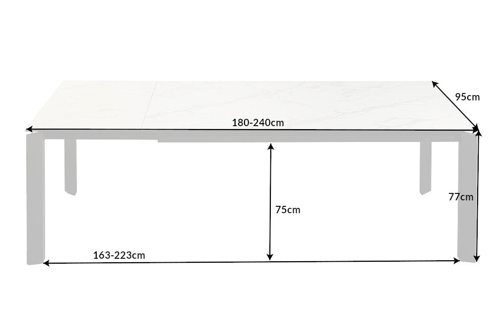 Ausziehbarer Esstisch Z8 180-240cm Weiß Marmor