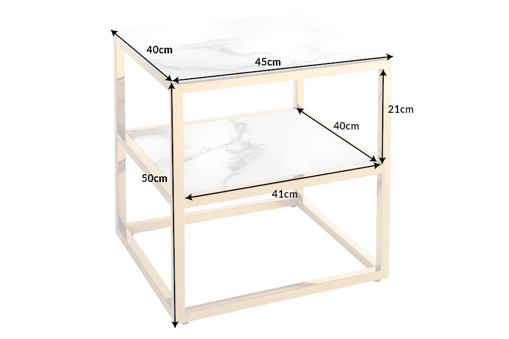 Beistelltisch Eleganz 45cm Marmor weiss gold
