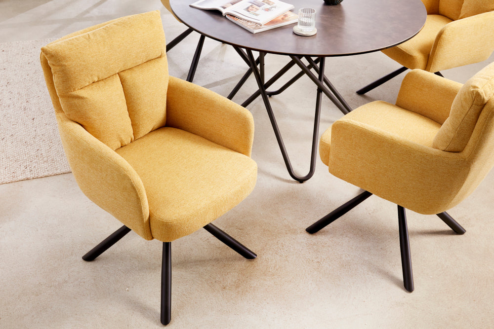 Retro Stuhl Grand Henry senfgelb drehbar 360