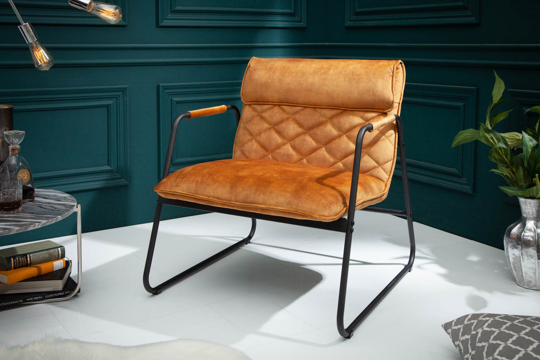 Sessel Stallion Lounger Samt senfgelb