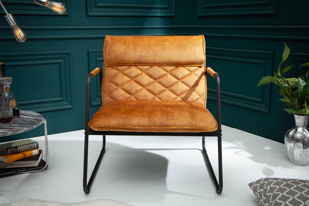 Sessel Stallion Lounger Samt senfgelb