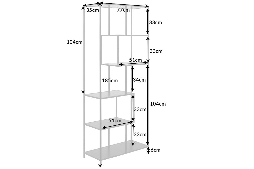 Regal Sleek Line 185x77cm Esche schwarz