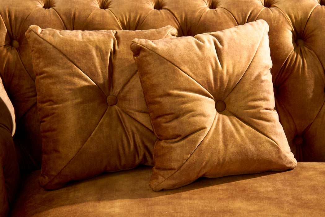 Sofa New York Chesterfield 225cm Samt senfgelb