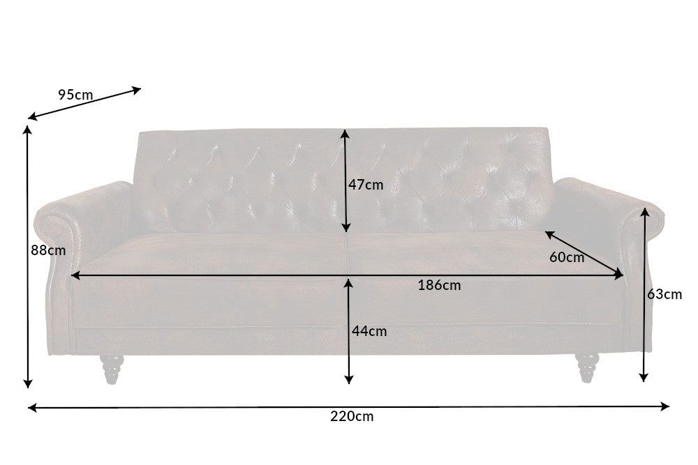 Schlafsofa Villa Chic 220cm antik braun